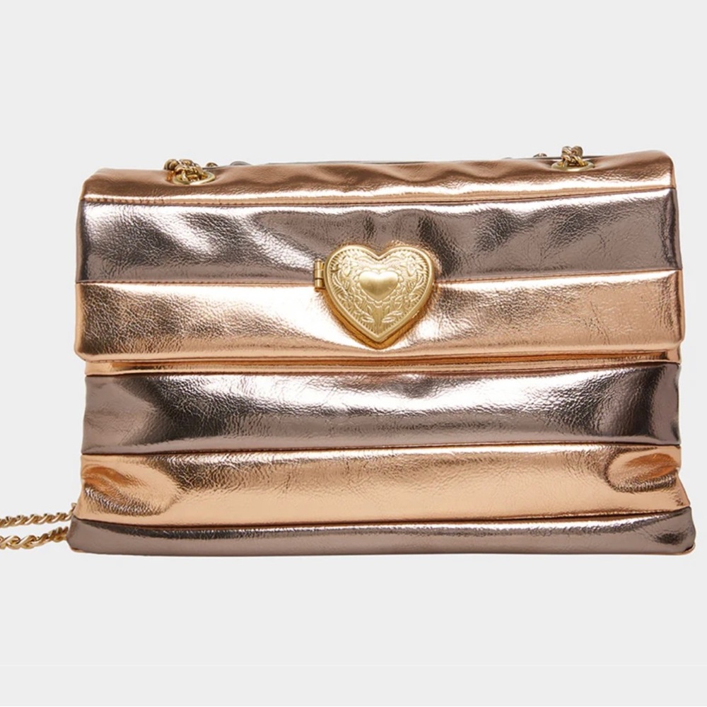 Betsy Johnson Gold Heart Purse